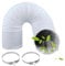 ComPDCVD 150mm Flexible Ducting 3m White Aluminium PVC Ventilation Air Ducting with 2 Hose Clamps Air Ducting Tumble Dryer Vent Hose for Air Conditioning, Tumble Dryer, Extractor Hood
