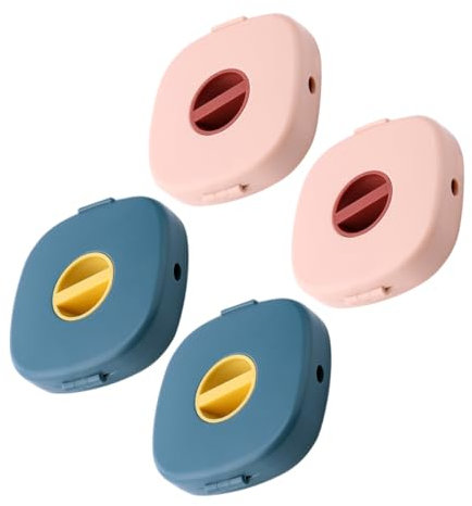 KONTONTY 4 Pack Cable Reel Cord Tidy Winder Data Cable Storage Box Rotating Design for Headphone Data Charging Wires Small Accessories