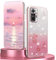 BORYA Silikon Hülle für Xiaomi Redmi Note 10 Pro 4G, Stoßfest Ultra Dünn Weiches TPU Handyhülle, Elegant Galvanisierter Glitzer Diamant Blumen Schutzhülle mit Gradient Karte, Rosa