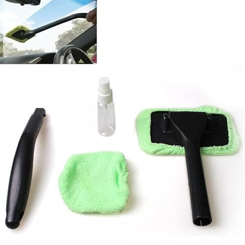 Windshield Windscreen Cleaner Tool Kit Cloth Demister Pad Inside Window Glass Cleaning Fog Moisture Removal Detachable Handle for Car, Truck, Bus, Van