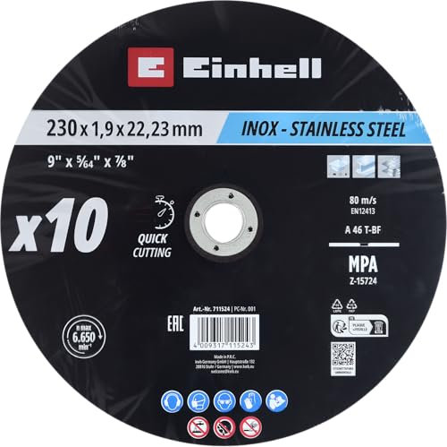 Lote de 10 discos 230x2mm inox metal EINHELL
