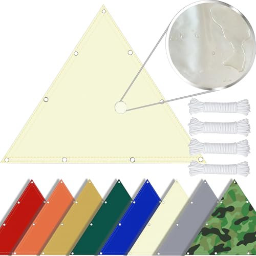SDLLG Toldo con Ojales triángulo de Tela Oxford 180 g/㎡, Resistente al Agua, protección Solar, protección contra la Intemperie, toldo protección UV, para balcón, terraza, jardín, Color Beige, tamaño