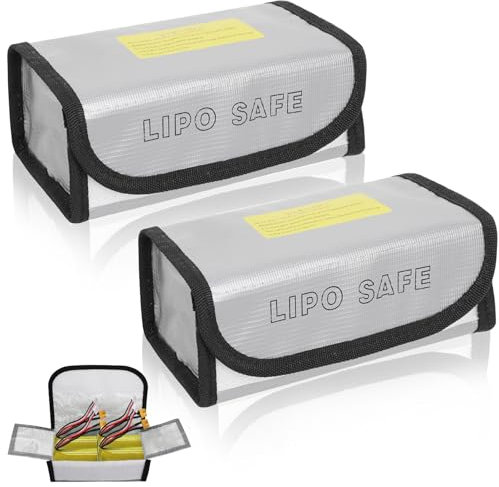 CTYUEYUN 2Pcs Lipo Battery Safe Bag,Explosion Proof Fireproof Safety Protection Bag 18.5× 7.5× 6cm,Lipo Storage Box High Temperature Resistance Protecting Battery