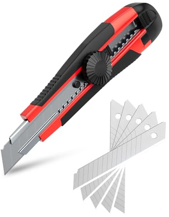 Taglierino Professionale, Taglierini con Lama Retrattili di Sicurezza da 18mm con 5 Lame di Ricambio Extra, Perfetti per Carta, Cartone, Coupon e Tessuti