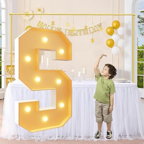 70cm/2.3ft Light Up Digital Marquee Frame warm Lights KT Board Number 0-9 Plug-in KT Board With Bracket Party Decorative