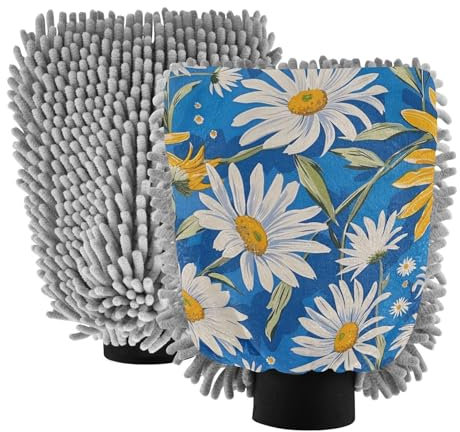 White Daisy Gant de toilette en microfibre anti-rayures