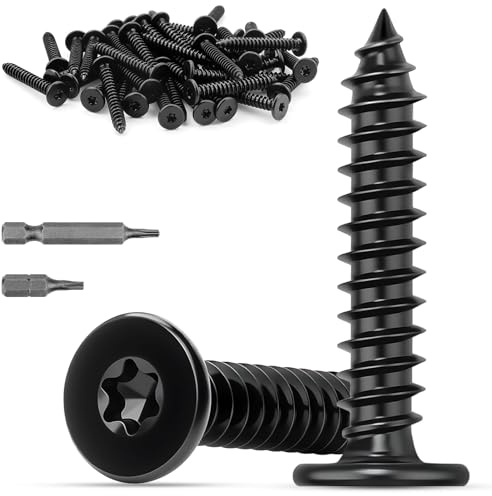 Mbsomnus 100 Pièces Vis à Bois Torx en Inox à Tête Plate M4x20 mm Acier Inoxydable 304 Vis Torx Autotaraudeuses à Tête Bombée Noir pour Armoires Tables et Meubles