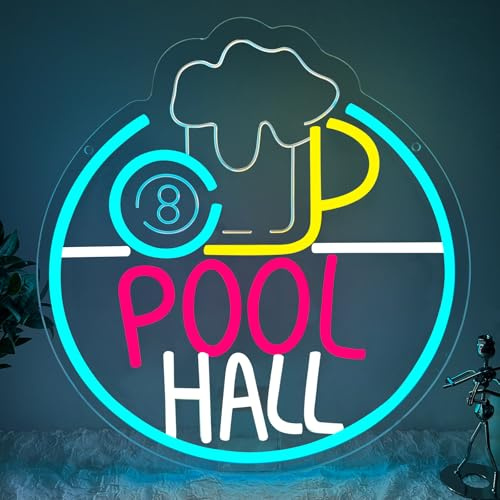 Pool Hall Neon Schild Billard Bier Glas Led Schild für Wand Dekor Bar Game Neonlicht Dimmbar für Bar Kneipe Billardzimmer Party Nachtclub Home Hotel Pub Männerhöhle Store Geschenke