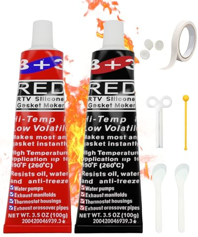 Donvuka 2 Stück 100ml Hitzebeständiger Kleber Set, Hitzebeständiges Silikon, Schamottkleber für Auto, Backöfen, Elektroherde, Herdplatten