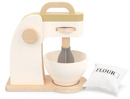 WoddyGo Robot de cocina de madera, juguete interactivo para hornear con brazo giratorio y accesorios, juguete de cocina para niños pequeños (niños y niñas), pequeño juego de rol para la habitación de