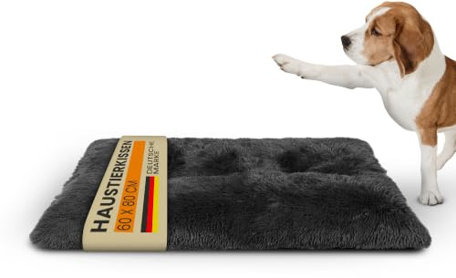 Bestlivings Hundebett (Grau - Langhaar Plüsch) 60x80cm - Haustierkissen, Flauschiges Hundebett Katzenbett - Maschinenwaschbares Flauschiges Plüsch Hundekissen
