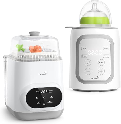 Grownsy Bottle Warmer 10-in-1 Fast Baby Bottle Warmer and Steriliser with LCD, BPA-Free; EaseClean Bottle Washer Pro | All-in-One Bottle Washer and Steriliser and Dryer | Baby Bottle Washer