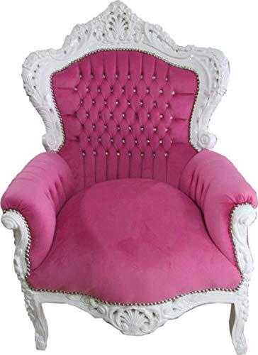 Casa Padrino Barock Sessel Rosa/Weiß mit Bling Bling Glitzersteinen - Limited Edition