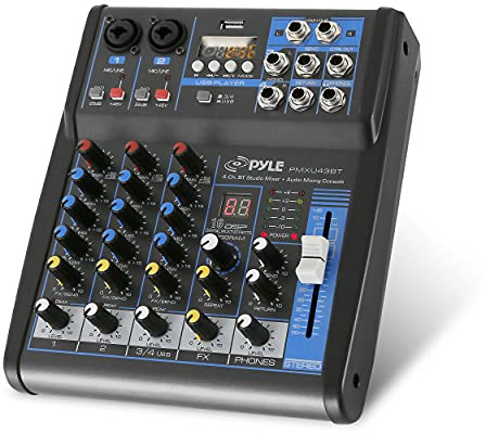 Pyle Audio Mixer, Channel Bluetooth Professional DJ Mixer, Sound Board Console Desk System- 48V Phantom Power Stereo for Recording, Live, Streaming, Podcasting, Karaoke, DJ, Studio