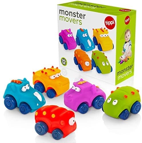Tippi Monster Movers 5 Soft Play Baby Toy Cars - Toy Car Set For 1 Year Old - Suitable From 12 Months - 1 Year Old Boy Gifts - Toys For 1 Year Old Boys