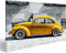 bilderfelix® Bild auf Leinwand Käfer Vintage Beetle Gelb vor Schwarz Weißem Hintergrund Wandbild, Poster, Leinwandbild MRR