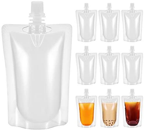 Cabilock 50 bolsas reutilizables de chupito de pie para bebidas, recipiente para bebidas, recipiente para bebidas, bolsa de zumo de bebidas para bebidas alcohólicas, 100 ml