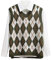 Lailezou Damen V-Ausschnitt Strickpullover Weste Argyle-Plaid adretter Stil ärmellos Crop Strickwaren Tank - Gr�n - X-Groß