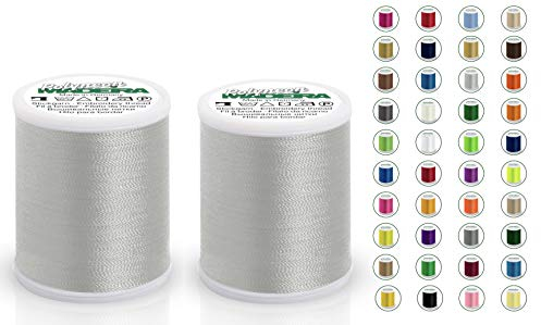 2x Madeira Polyneon 40 | SET | 1.000 m Spule | Doppelpack | Stickgarn | Maschinenstickgarn (1687 Silver (Silber))