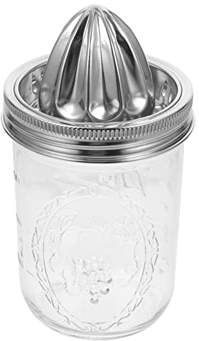 480ml Edelstahl Zitronenpresse Mason Zitruspresse Manuell Glas Orangensaftpresse Glas Entsafter Lemon Squeezer Glass Obstpresse Zitronenclip für Orangen Zitronen Limetten Restaurant Küche Bar Zubehör