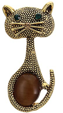 Publisit Broche Femme Originale, Broche Vêtement Femme, Broche Vintage, Chat, Epingle, Tendance, Bijoux Femme ou Homme (Doré)