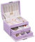 BEWISHOME Schmuckschatulle für Teenager-Mädchen, 3-lagige Schmuck-Organizer-Box mit Schloss, Schmuck-Reiseetui für Frauen und Mädchen, PU-Leder-Schmuckschatulle für Ohrringe, Ringe, Lila, SSH88P