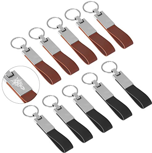10pcs Personnalisé Nom Personnalisé En Cuir Tag Keychain Véritable Cuir Porte-clé pour Hommes