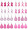 WANDIC 16 paires 8 boucles d'oreilles rose en forme de ruban, boucles d'oreilles promotionnelles en cuir artificiel pour le cancer du sein, cadeau d'événement pour la santé du sein