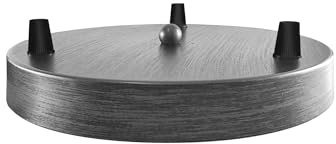 LEDSone 3 Outlet Ceiling Rose Pendant Light Fitting 200mm Metal Brushed Silver Canopy Kit with Accessories Multiple Drop for Chandelier Hanging Lamp Living Room Hallways Bedrooms