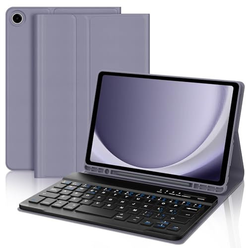 SENGBIRCH Teclado Samsung Galaxy Tab A9 8.7'' - Funda Teclado para Samsung Galaxy Tab A9 Tablet,Español Teclado Bluetooth Desmontable para A9 con Ranura para bolígrafo,Morado