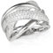Diamond Treats Ring aus 925er Sterling Silber für Damen - Stilvoller Zirkonia-Schmuck, Breiter Criss-Cross-Design, Ringgröße 60