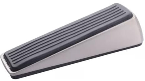 Aretro Heavy Duty Anti Slip Door Wedge Stop Satin Nickel Stainless Steel Effect Rubber Stopper Doors Floors Security Stop Slamming Doors