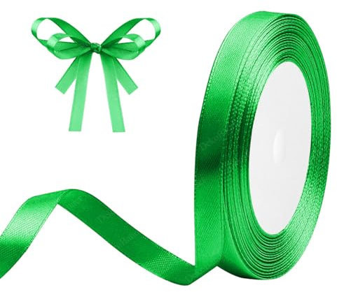 Geschenkband Grün 10mm x 23m Satinband Grün Schleifenband Geschenkband Satinbänder für Geschenkverpackungen, Basteln, DIY, Nähen, Brautparty-Dekoration, Christbaumschmuck