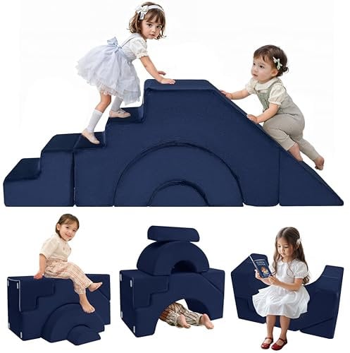 MeMoreCool Kindersofa Spielsofa, Modulares Schaumstoff Bausteine-Sofa, Baby-Schlafsofa zum Klettern und Krabbeln, Softbausteine für Kinderzimmer oder Spielzimmer, Mini Sofa mit Rutsche und Treppe
