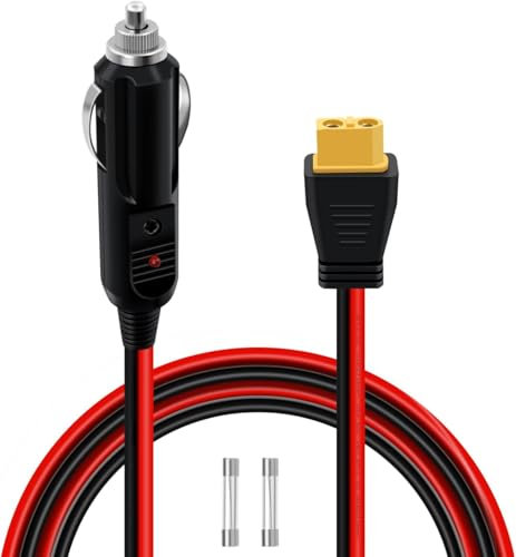 HuaLiSiJi Cable Mechero XT60 12V 24V Encendedor de Coche 12V XT 60 14AWG 20A, para Paneles Solares de Inversores Automotrices (Macho, 3 m)