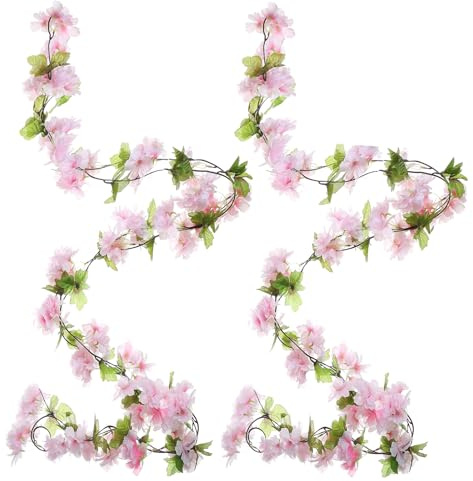 WJXKAZYX 2 pièces 240cm/94in Guirlande Fleur Artificielle,Fleur de Cerisier Artificielle,Fleur de Cerisier Guirlande Fleurs