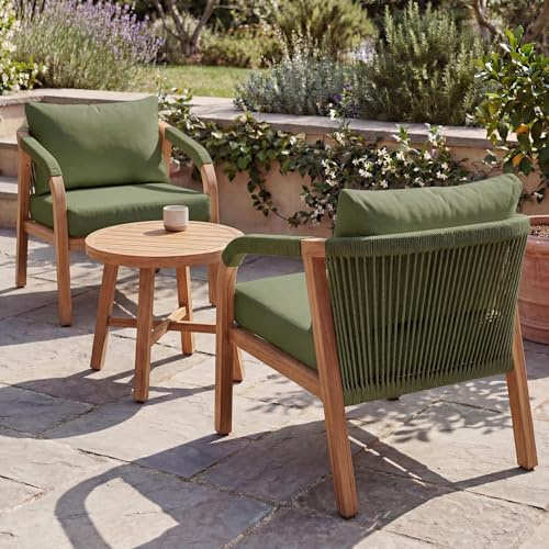 Mendler Aluminium Lounge-Set HWC-P82, Gartengarnitur Balkon-Set Stuhl Tisch, Stoff/Textil (220g/m²) - Holz-Optik olivgrün