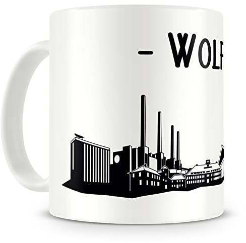 Samunshi® Wolfsburg Skyline Tasse Kaffeetasse Teetasse H:95mm/D:82mm weiß
