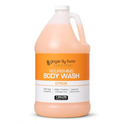Ginger Lily Farms Club & Fitness Nursing Shower Gel, 100% Vegan and Untested on Animals, Bath and Shower Gel for Men and Women, Citrus Fragrance, 1 Gallon (3.785 ml)