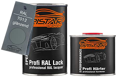 TRISTARcolor RAL 7012 Basaltgrau glänzend Lack Dose + Härter 1,5 L | 2K-Set aus Lack + Härter, schnelltrocknend