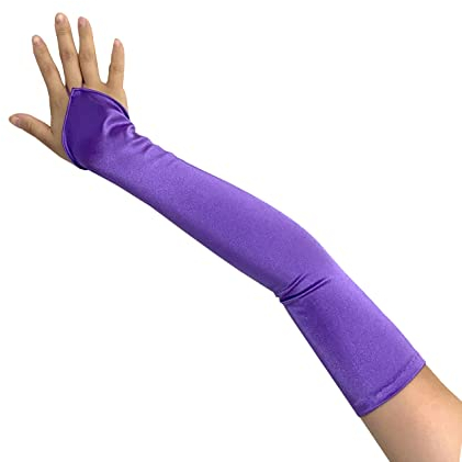 SacasUSA (TM) Fingerlose lange über den Ellenbogen Brauthandschuhe aus Satin, in 20 Farben erhältlich - Violett - Einheitsgröße