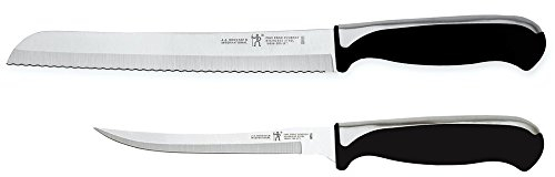 HENCKELS Fine Edge Synergy - Juego de cuchillos para pan, 2 piezas, color negro y acero inoxidable