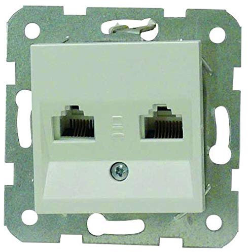 Kombi-UAE-Anschlussdose für ISDN, RJ11, UAE 6/6, mit Zentralplatte 50 x 50 mm, MERIDIAN reinweiß