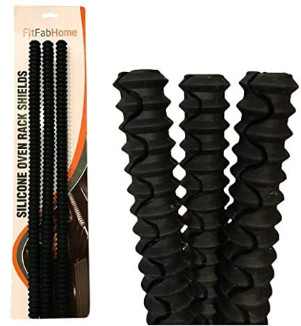 FitFabHome 3 Pack Oven Rack Shields | 100% Certified BPA Free | Heat Resistant Silicone | Protect Against Burns and Scars