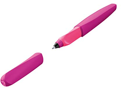 Pelikan 804271 Tintenroller Twist, Neon Plum, inkl. 2 Rollerpatronen, für Rechts- und Linkshänder