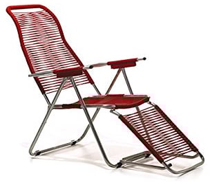Gartenliege Spaghetti – Zeitgenössische – Aluminium/PVC rot
