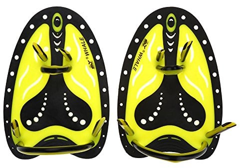 Schwimmen Handpaddel, Einstellbare Schwimmpaddels Hand Tauchen Ausbildung Hand Paddle Fin Flippers Schwimm Trainingsgerät (M Gelb)