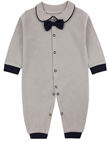 Baby Boy Halloween Outfit Newborn Baby Boys Formal Bowtie Collar Rompers Long Sleeves Polo Suit Bodysuit Jumpsuit Overall