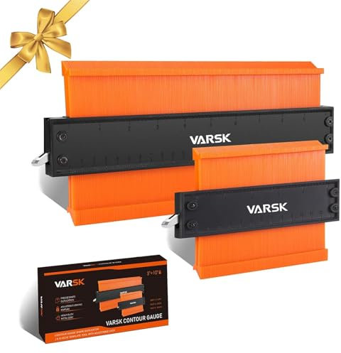 VARSK - Medidor de contorno con bloqueo, herramienta duplicadora perfil forma ancha, 2 unidades 12,7 cm x 25,4 y regla plástico para esquinas, plantillas carpintería, azulejos laminado