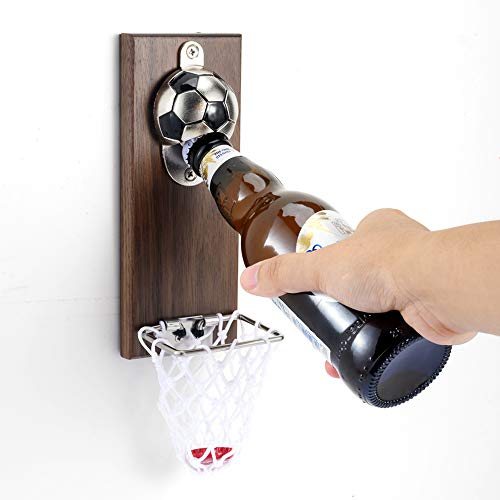 Arola Ouvre-Bouteille de Football avec Collection de Capsules de Bouteilles,Tire-Bouchon Magnétique Mural, pour Les Amateurs de Football et de bière, utilisez comme décoration de Bar.